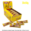 Box of Caring Candies with toffee flavoured milk chocolate bars on a white background