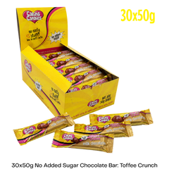 Caring Candies No Added Sugar Chocolate | MILK + TOFFEE CRUNCH | 30x50g Shipper