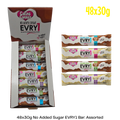 bulk shipper carton showing 48x30g sugarfree caring candies chocolate bars in assorted milk and white chocolate flavours