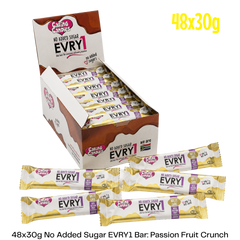Caring Candies EVRY1 No Added Sugar Choc Bar | WHITE + PASSION FRUIT CRUNCH | 48x30g Shipper