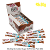 Box of EVRY1 chocolate bars labeled 48 x 30g plain milk.