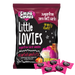 Packaging of 100g Caring Candies Sugarfree Little Lovies assorted comforting flavoured sweets like fudge, toffee, and condensed milk, on a transparent background