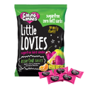 Packaging of 100g Caring Candies Sugarfree Little Lovies assorted sour flavoured sweets on a transparent background