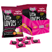 Caring Candies Little Lovies packaging with pink and black design on a white background