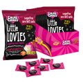 Caring Candies Little Lovies packaging with pink and black design on a white background