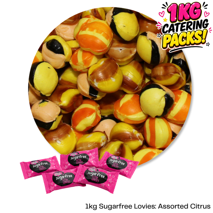 1kg Bulk Catering Pack of Caring Candies sugarfree assorted citrus flavoured Little Lovies Sweets
