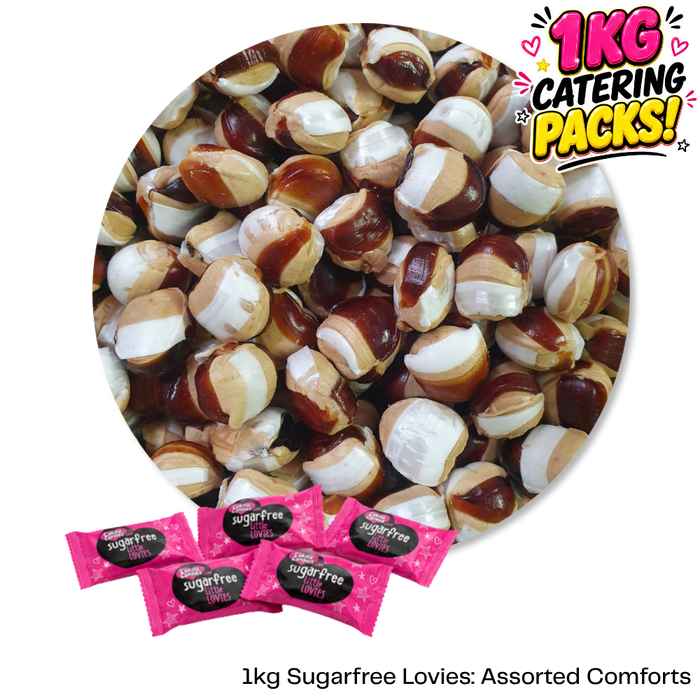 1kg Bulk Catering Pack of Caring Candies sugarfree assorted comforts flavoured Little Lovies Sweets