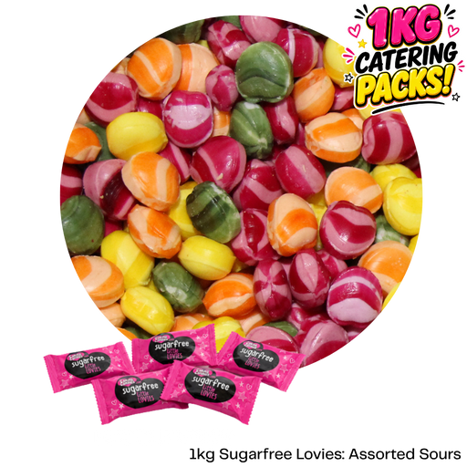 1kg Bulk Catering Pack of Caring Candies sugarfree assorted sour flavoured Little Lovies Sweets