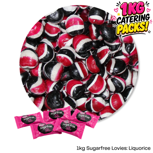 1kg Bulk Catering Pack of Caring Candies sugarfree liquorice flavoured Little Lovies Sweets