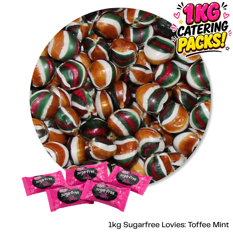 1kg Bulk Catering Pack of Caring Candies sugarfree toffee mint flavoured Little Lovies Sweets