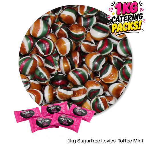 1kg Bulk Catering Pack of Caring Candies sugarfree toffee mint flavoured Little Lovies Sweets