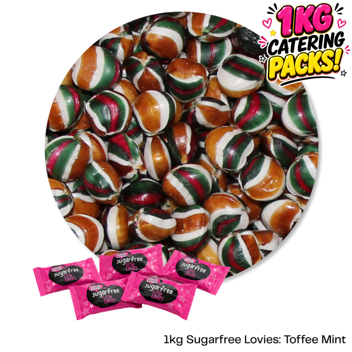 1kg Bulk Catering Pack of Caring Candies sugarfree toffee mint flavoured Little Lovies Sweets