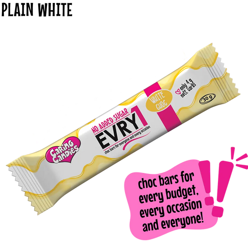 budget-friendly plain white sugarfree chocolate bar by caring candies
