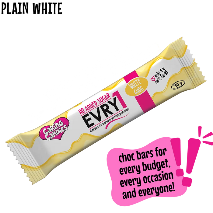 budget-friendly plain white sugarfree chocolate bar by caring candies