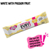 30g caring candies sugar-free EVRY1 white chocolate bar on a transparent background showing new recipe