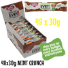 Box of EVRY1 chocolate bars with a single bar on top, labeled 48 x 30g Mint Crunch.