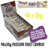 bulk shipper carton showing 48x30g sugarfree evry1 milk chocolate bars with passion fruit flavoured crunch by caring candies