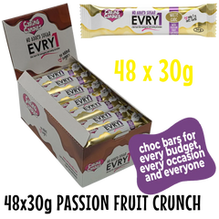 Chocolate: 48x30g | WHITE with PASSION FRUIT Crunch EVRY1 Bar