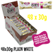 bulk shipper carton showing 48x30g sugarfree evry1 white chocolate bars by caring candies