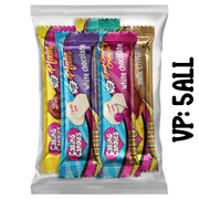variety pack of 5 assorted sugar-free 50g premium milk and white chocolate bars from Caring Candies. Ideal for those following a diabetic, gluten-free, sugar-free, keto, banting, and low carb lifestyle diet