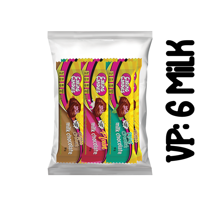 Assorted Variety Pack: 6 MILK CHOCS (3 Flavours)