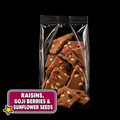 Packet of No Added Sugar Caring Candies Raisin, Goji Berries and sunflower seed milk chocolate bark