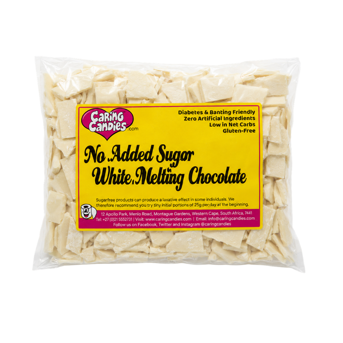 Caring Candies 1kg No Added Sugar White Melting and Baking Chocolate