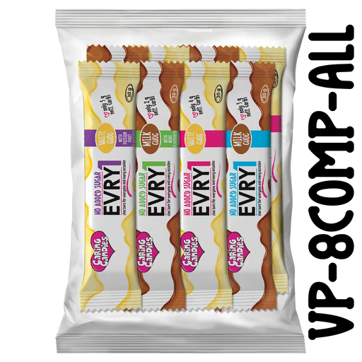 Variety Gift Pack of 8 assorted caring candies sugarfree 30g EVRY1 chocolate bars