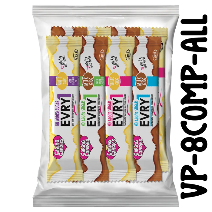 Variety Gift Pack of 8 assorted caring candies sugarfree 30g EVRY1 chocolate bars