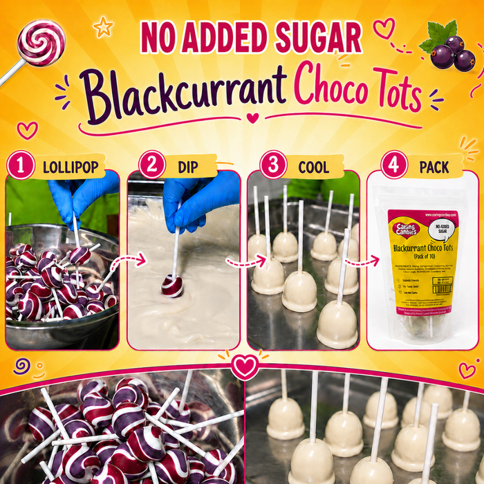 Caring Candies No Added Sugar Choco Tots | BLACKCURRANT | Pack of 10