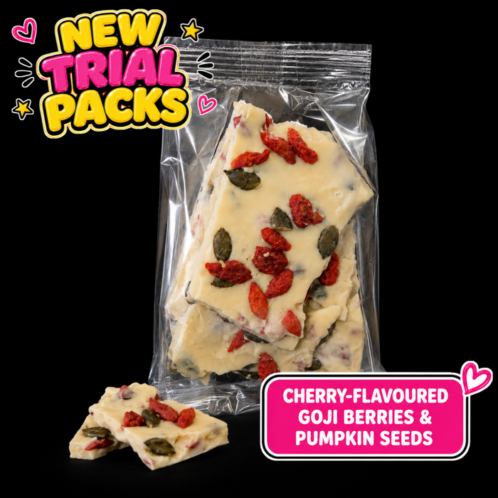 Caring Candies No Added Sugar Choc Bark |  Cherry-flavoured Goji Berries | 100g