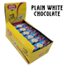 bulk shipper carton showing 30x50g premium sugarfree white chocolate bars by caring candies