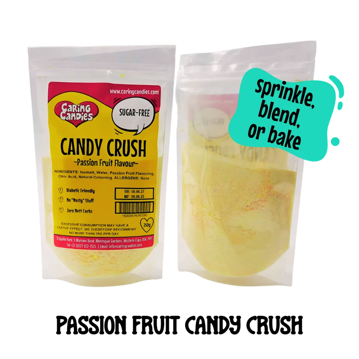 250g packet of sugarfree candy crush for decorating cakes, cookies, biscuits or cupcakes