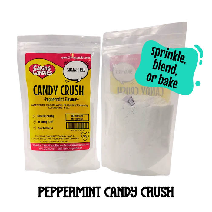 250g packet of sugar-free candy crush for decorating cakes, cookies, biscuits or cupcakes