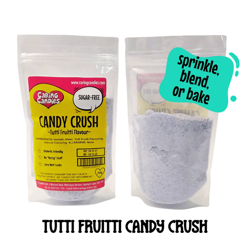 250g packet of sugarfree candy crush for decorating cakes, cookies, biscuits or cupcakes