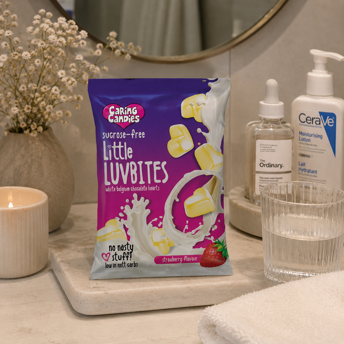 Little LuvBites No Added Sugar White Choc Hearts | STRAWBERRY | 100g