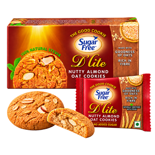 Sugar Free D’Lite Nutty Almond Oat Cookies with no added sugar