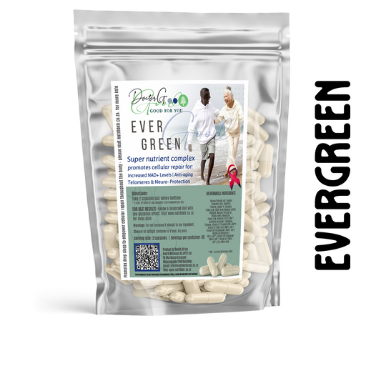 Evergreen supernutrient capsules, which aid in improving cellular vitality, anti-aging, longevity and rejuvination