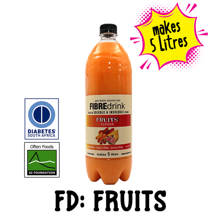 1L High Fibre Fruit Drink Concentrate. Pre-Biotic, Vitamin Enriched, Soluble and Insoluble Fibre