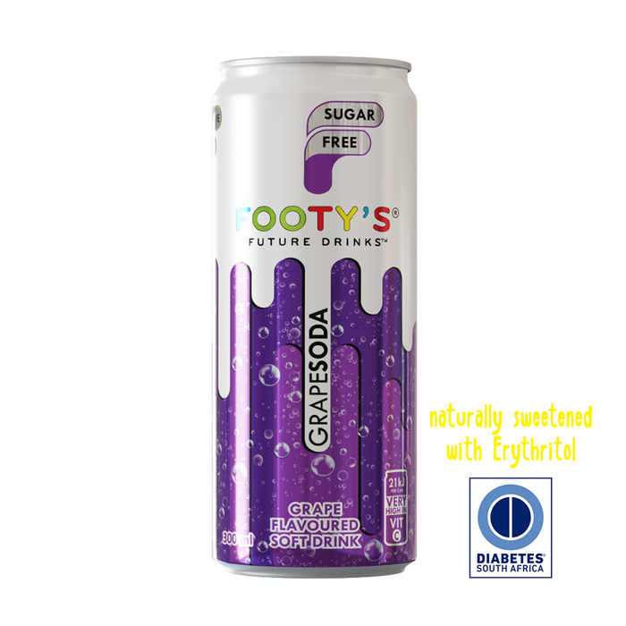 300ml Footy's Sugarfree Grape Soda Cooldrink Cans