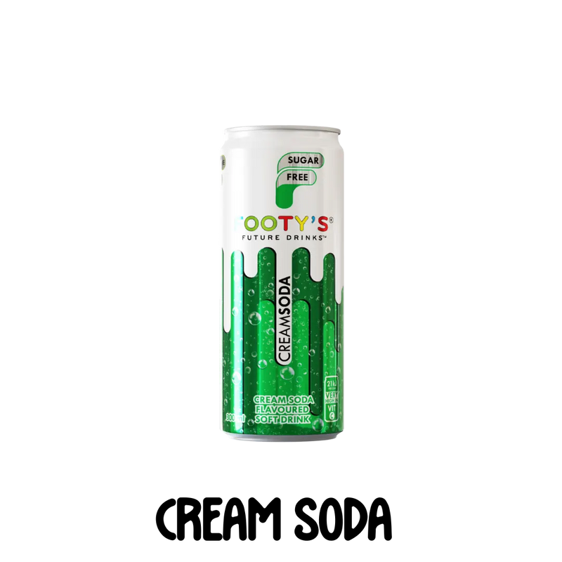 300ml can of footy's sugarfree carbonated cream soda