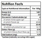 Nutrition facts label for Forest Fairies Zero Sugarfree Creamy Toffee candy