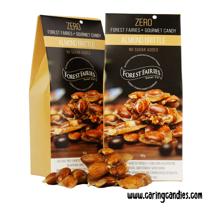 two packets of Sugarfree ALMOND BRITTLE by Forest Fairies | Banting, Dairyfree, Glutenfree, Halaal, Keto, Low Carb, Diabetics, Vegan