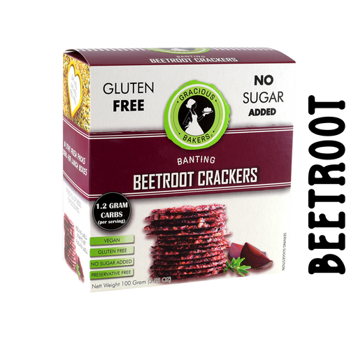 Gluten free Beetroot Seed Crackers from Gracious Bakers. Sugar free, and suitable for Diabetics, banting, and keto diets