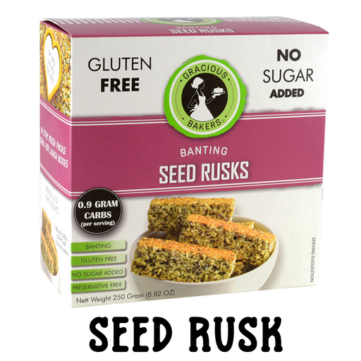 Gluten free seed rusks from Gracious Bakers. Sugar free, and suitable for Diabetics, banting, and keto diets