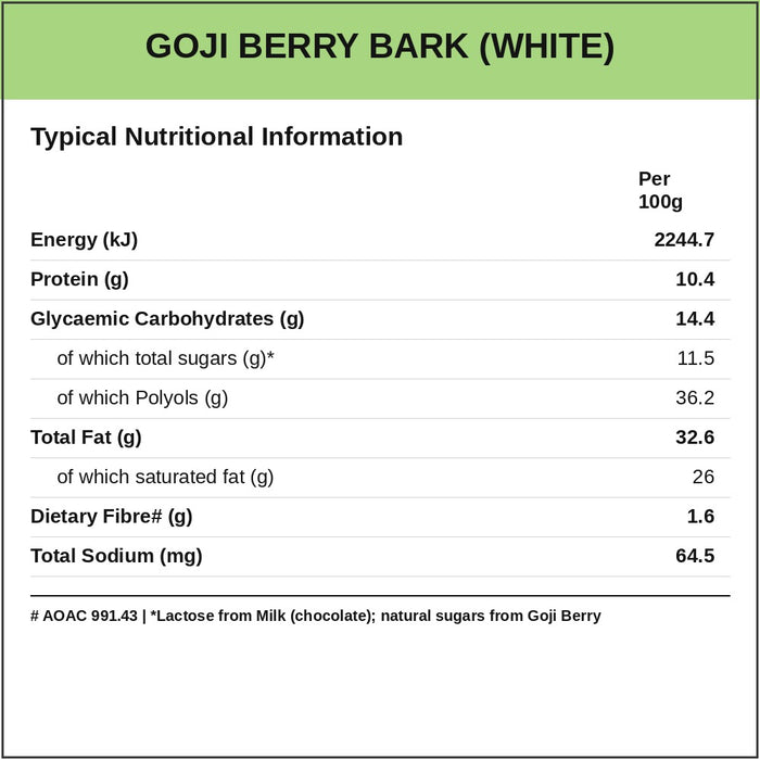 Caring Candies No Added Sugar Choc Bark |  Cherry-flavoured Goji Berries | 100g