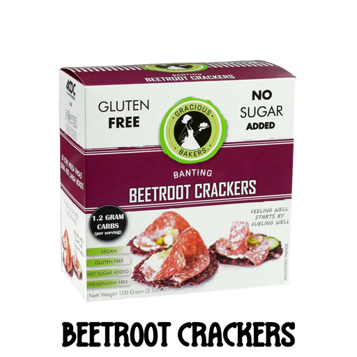 Gluten free Beetroot Seed Crackers from Gracious Bakers. Sugar free, and suitable for Diabetics, banting, and keto diets