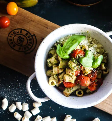 Bowl of Gluten free Penne Pasta from Gracious Bakers. Sugar free, and suitable for Diabetics, banting, and keto diets