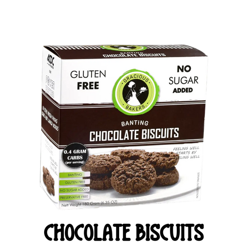 Box of sugarfree and glutenfree Gracious Bakers Biscuits. Suitable for Diabetic, Keto and Banting Eating Plans