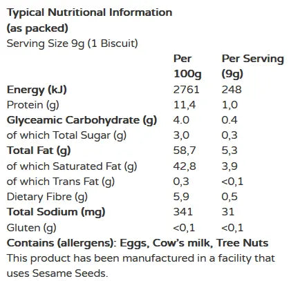 Sugarfree chocolate biscuits nutrition facts by Gracious Bakers. Glutenfree, Keto, Low Carb, Sugarfree, Suitable for Diabetics
